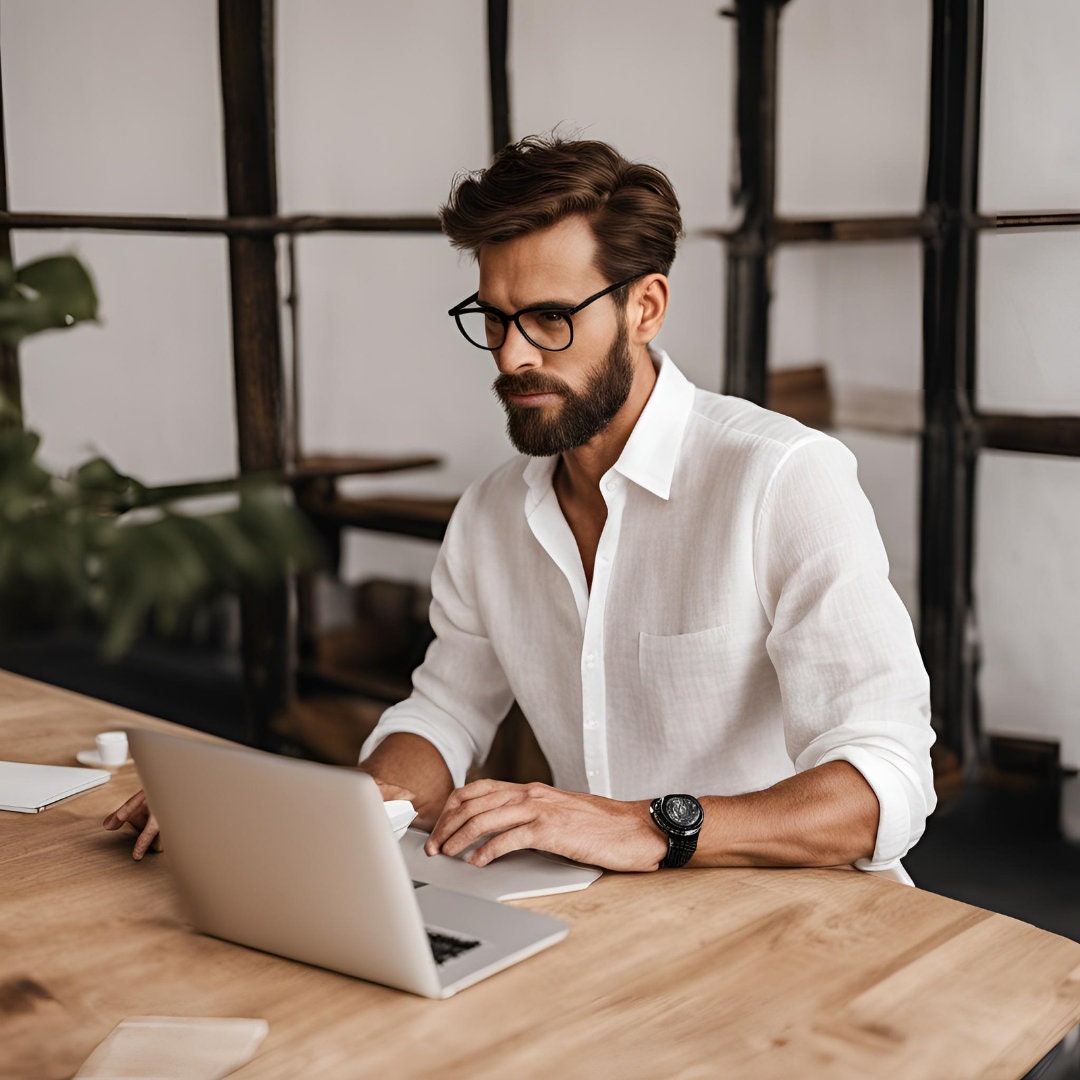 White linen men and #8217;s shirt - Image 4