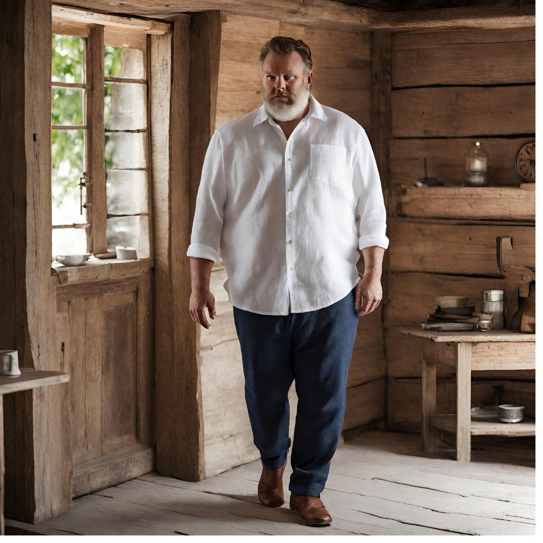 White linen men and #8217;s shirt - Image 9